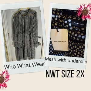 Who What Wear sheer polkadot midi